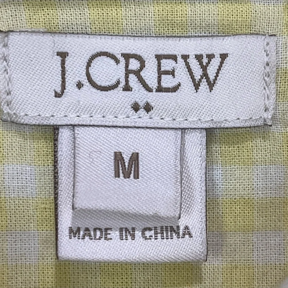 J. Crew Cottagecore Yellow Gingham Button Up Shirt Collared Sz M Layering Preppy